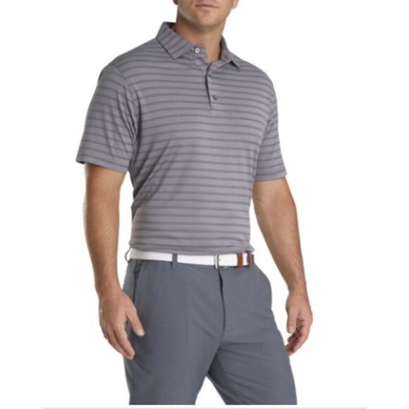 FootJoy Men's Performance Polo Gray Stripe - Size XL - Picture 1 of 6